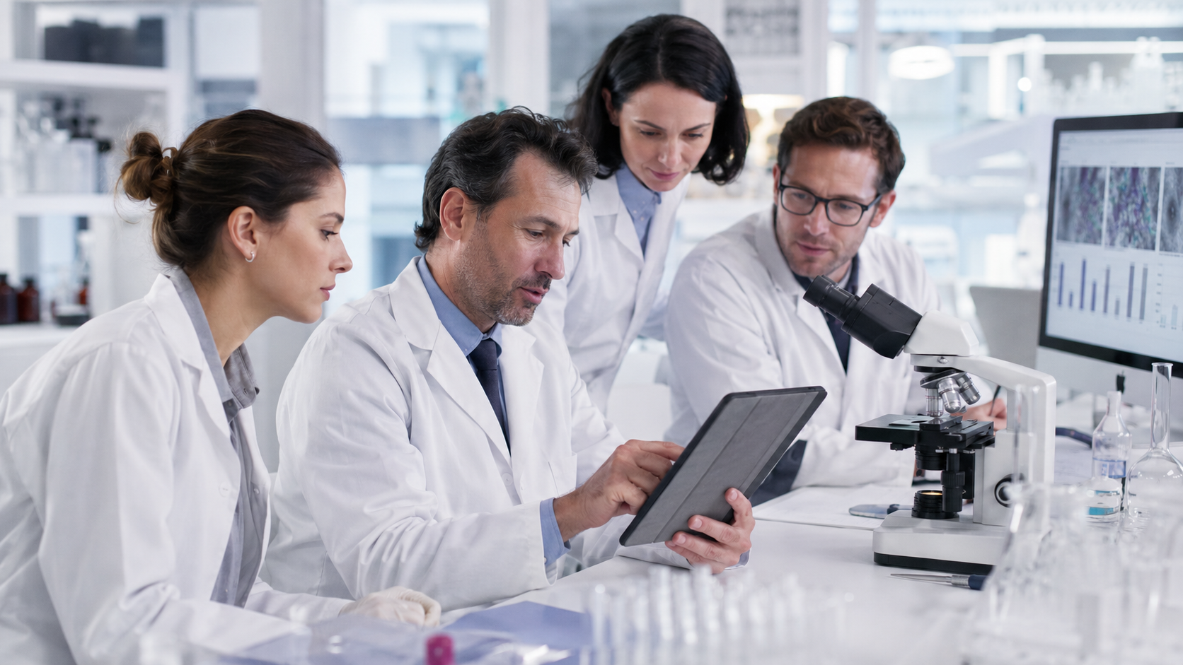 Clinical team reviewing research materials