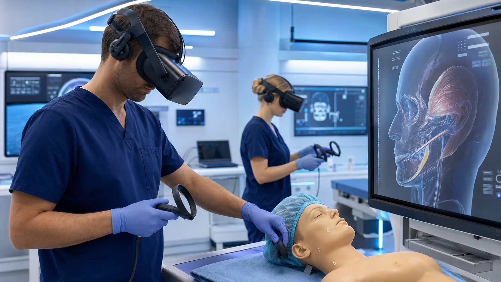 Practitioner using simulation training